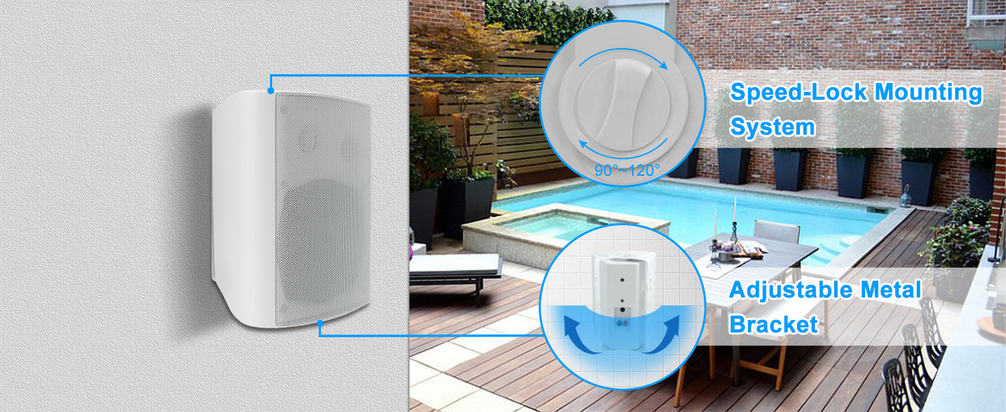 Herdio 4PCS 6.5‘’ 800W Outdoor Bluetooth Speakers Waterproof Wall Mounted Sound System With Multifunctional Amplifier For Patio