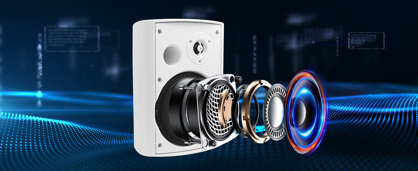 Herdio 4PCS 800W 6.5'' Outdoor Speakers Wired Waterproof Passive Wall Mount Speakers With Powerful Bass For Home Patio Poolside