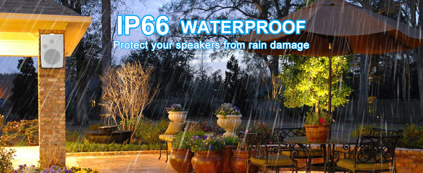 Herdio 2PCS 400W 6.5‘’ Passive Outdoor Speakers Wired Waterproof 2 Way Wall Mounted Speakers With Powerful Bass For Patio Home