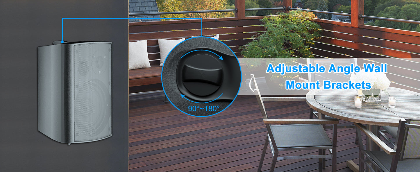 Herdio 4PCS 800W 6.5'' Outdoor Speakers Wired Waterproof Passive Wall Mount Speakers With Powerful Bass For Home Patio Poolside