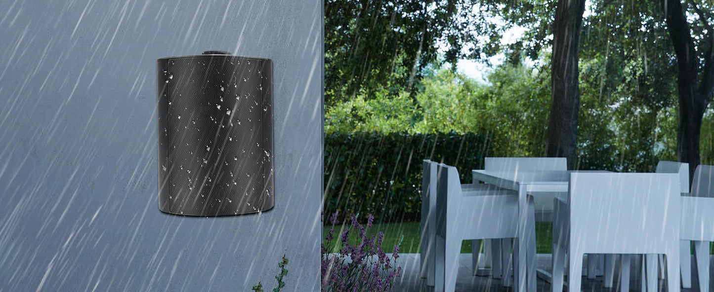 Herdio 2PCS 5.25‘’ 300 Watts Passive Wired Indoor Outdoor Patio Deck Speakers All Weather Wall Mount System For Patio Garden