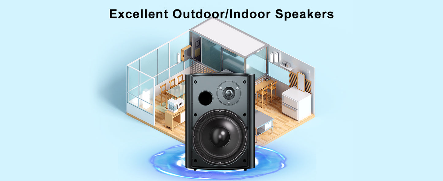 Herdio 4PCS 800W 6.5'' Outdoor Speakers Wired Waterproof Passive Wall Mount Speakers With Powerful Bass For Home Patio Poolside