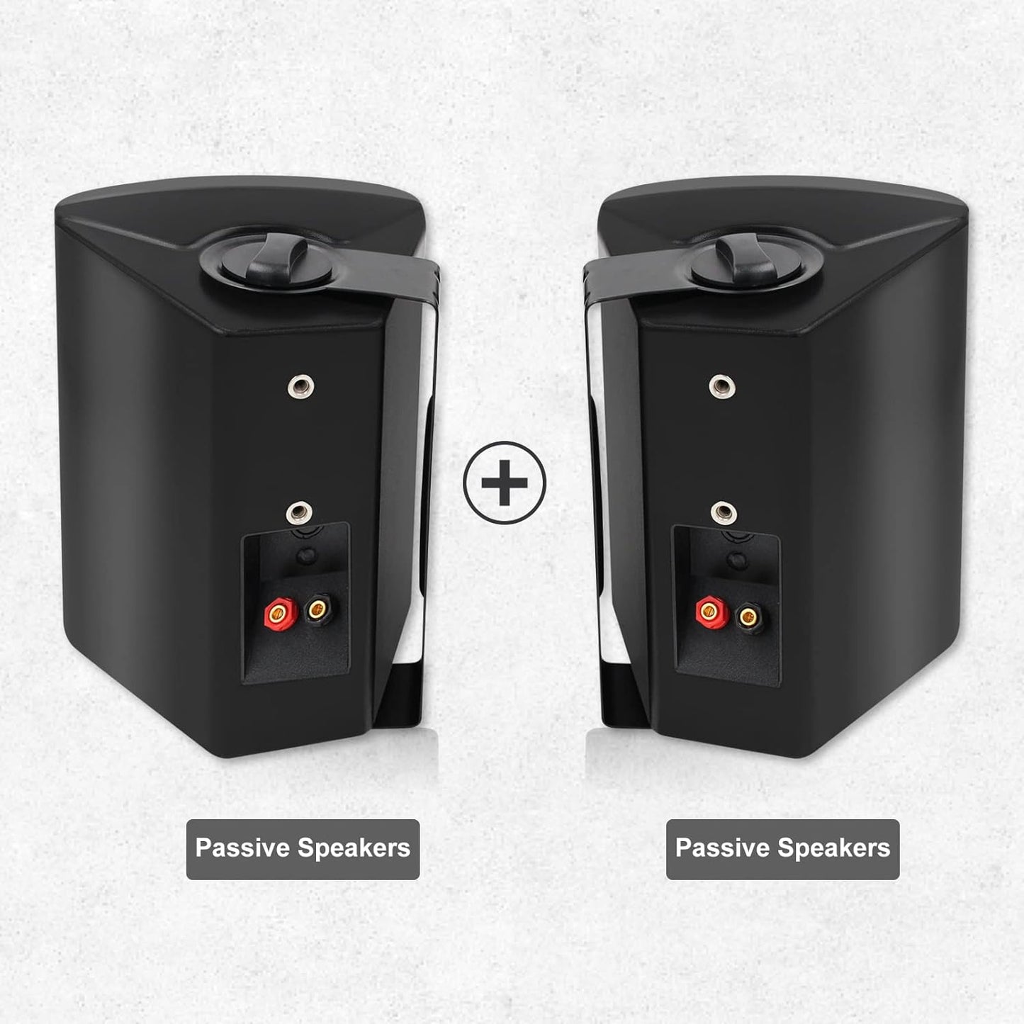 Herdio 5.25'' 300W 2PCS Passive Wired Indoor Outdoor Speakers Patio Deck Speakers All Weather Wall Mount System For Garden Home
