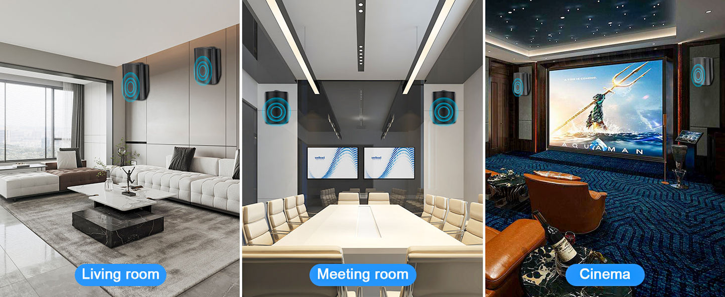Herdio 5.25'' 300W 2PCS Passive Wired Indoor Outdoor Speakers Patio Deck Speakers All Weather Wall Mount System For Garden Home
