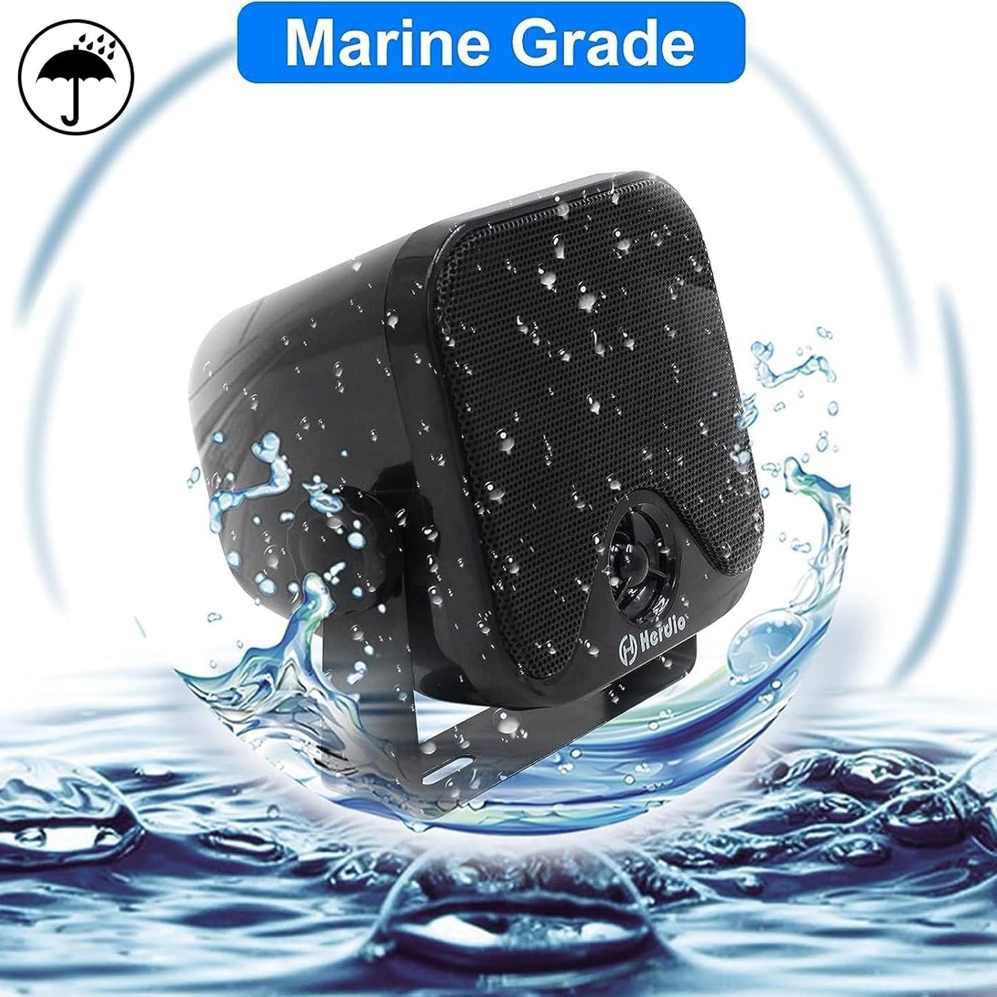 Herdio 4'' 100W Heavy Duty Waterproof Boat Marine Bluetooth Speakers Surface Mounted For Camper Skid Steer ATV UTV RZR Golf Cart