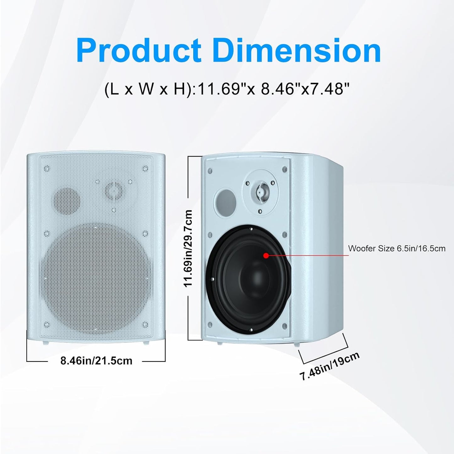 Herdio 4PCS 800W 6.5'' Outdoor Speakers Wired Waterproof Passive Wall Mount Speakers With Powerful Bass For Home Patio Poolside