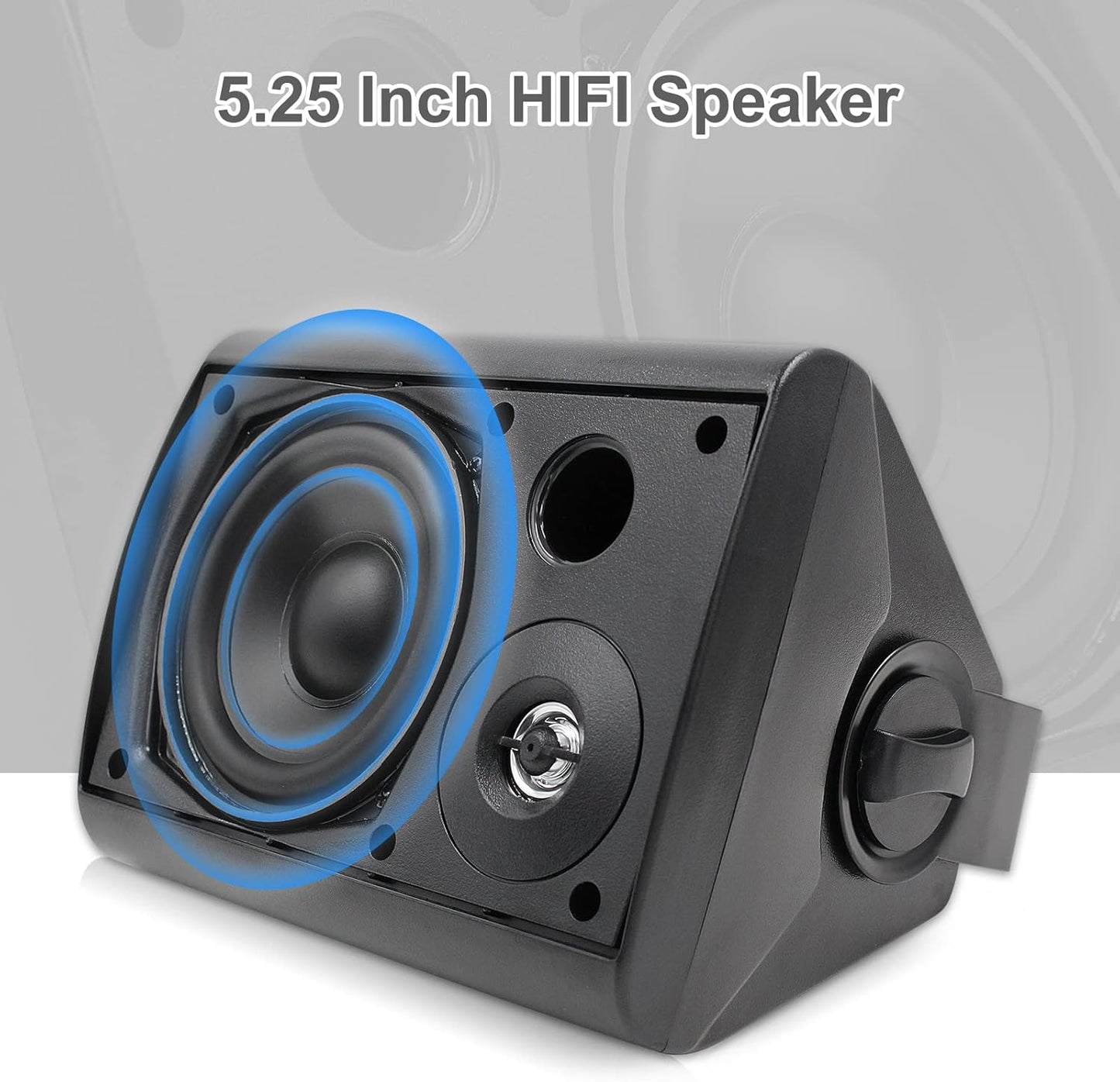 Herdio 5.25'' 300W 2PCS Passive Wired Indoor Outdoor Speakers Patio Deck Speakers All Weather Wall Mount System For Garden Home