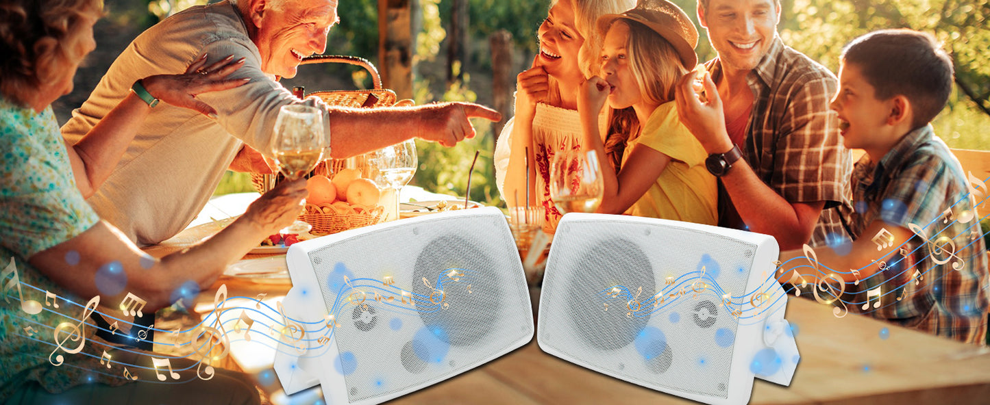 Herdio 2PCS 400W 6.5‘’ Passive Outdoor Speakers Wired Waterproof 2 Way Wall Mounted Speakers With Powerful Bass For Patio Home