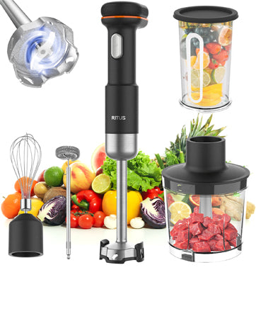 Cordless Stick Immersion Blender 5-in-1, 13000RPM Soup Blender Rechargeable Handheld Mixer For Baby Food & Smoothies, Variable