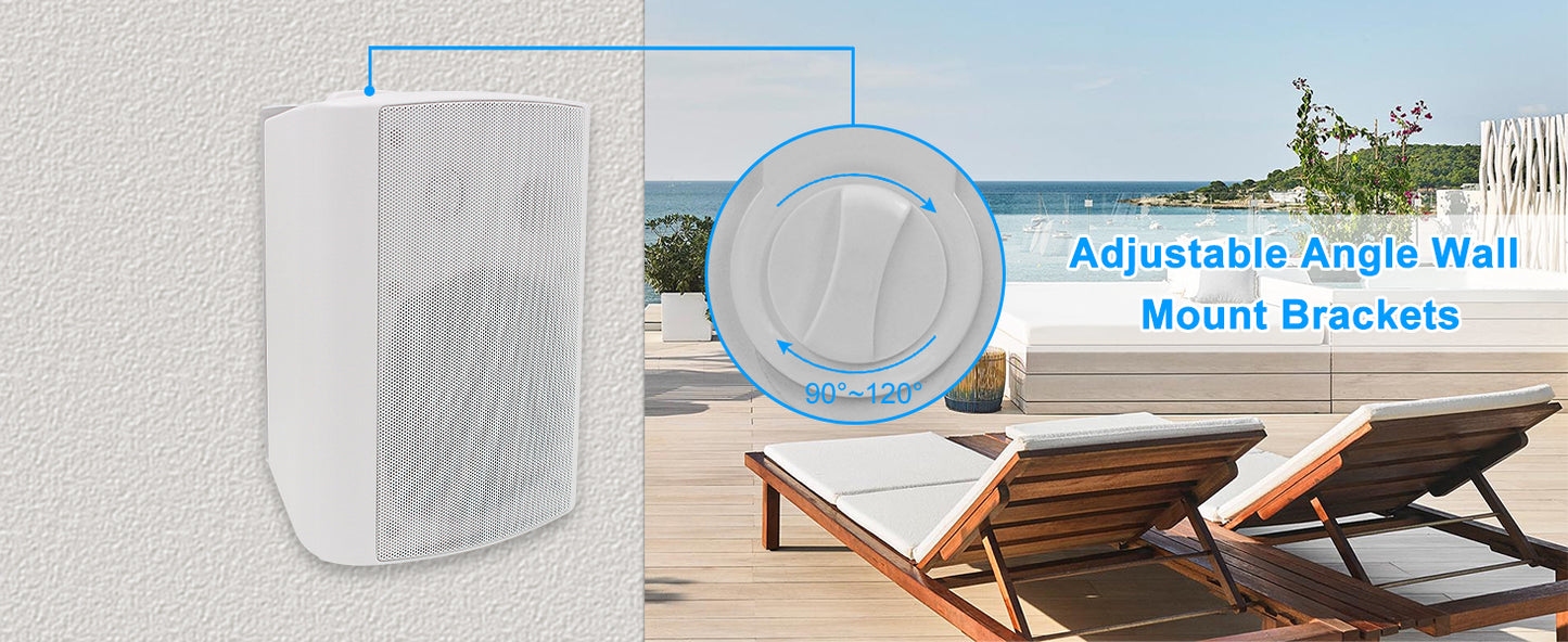 Herdio 4PCS 800W 6.5'' Outdoor Speakers Wired Waterproof Passive Wall Mount Speakers With Powerful Bass For Home Patio Poolside