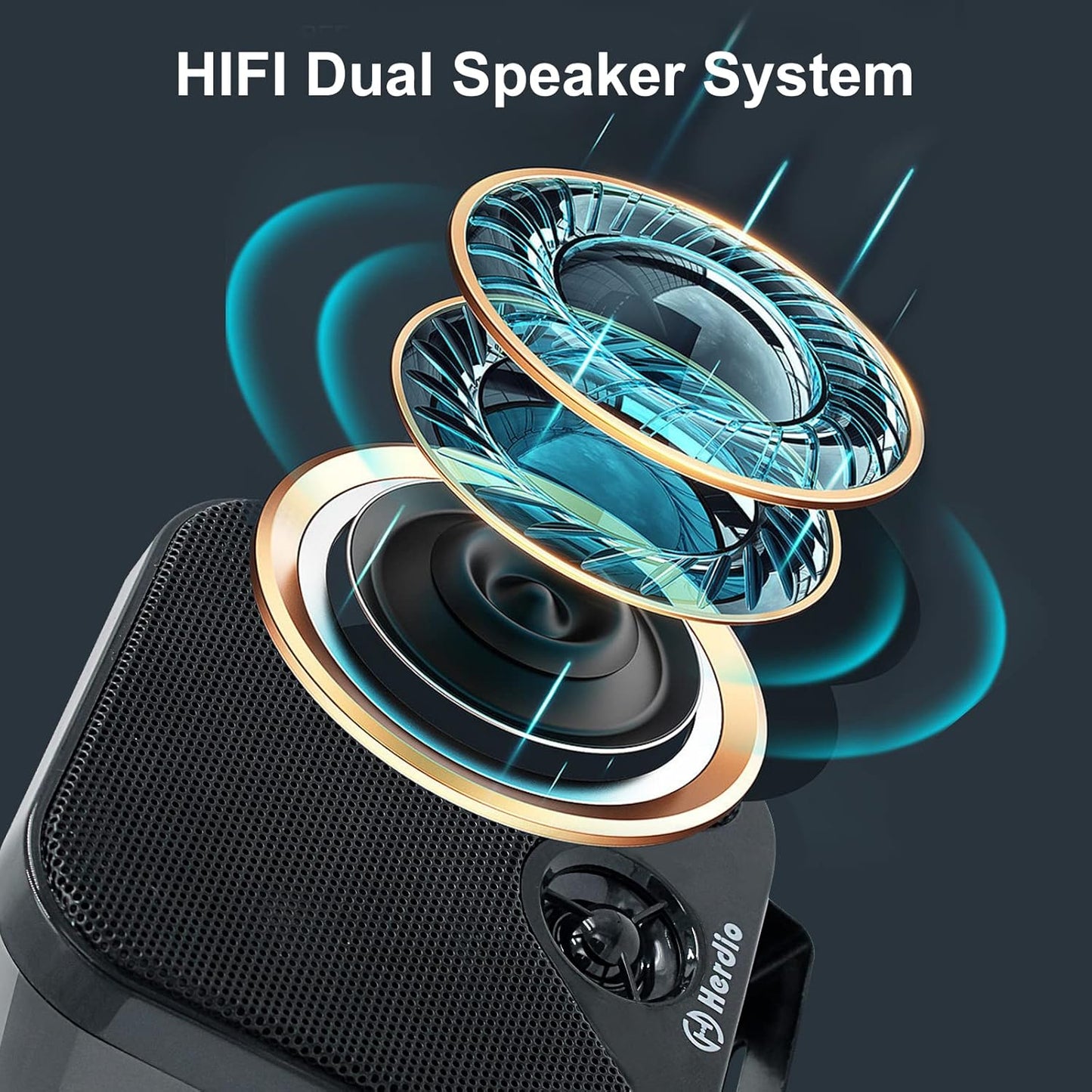 Herdio 4'' 100W Heavy Duty Waterproof Boat Marine Bluetooth Speakers Surface Mounted For Camper Skid Steer ATV UTV RZR Golf Cart
