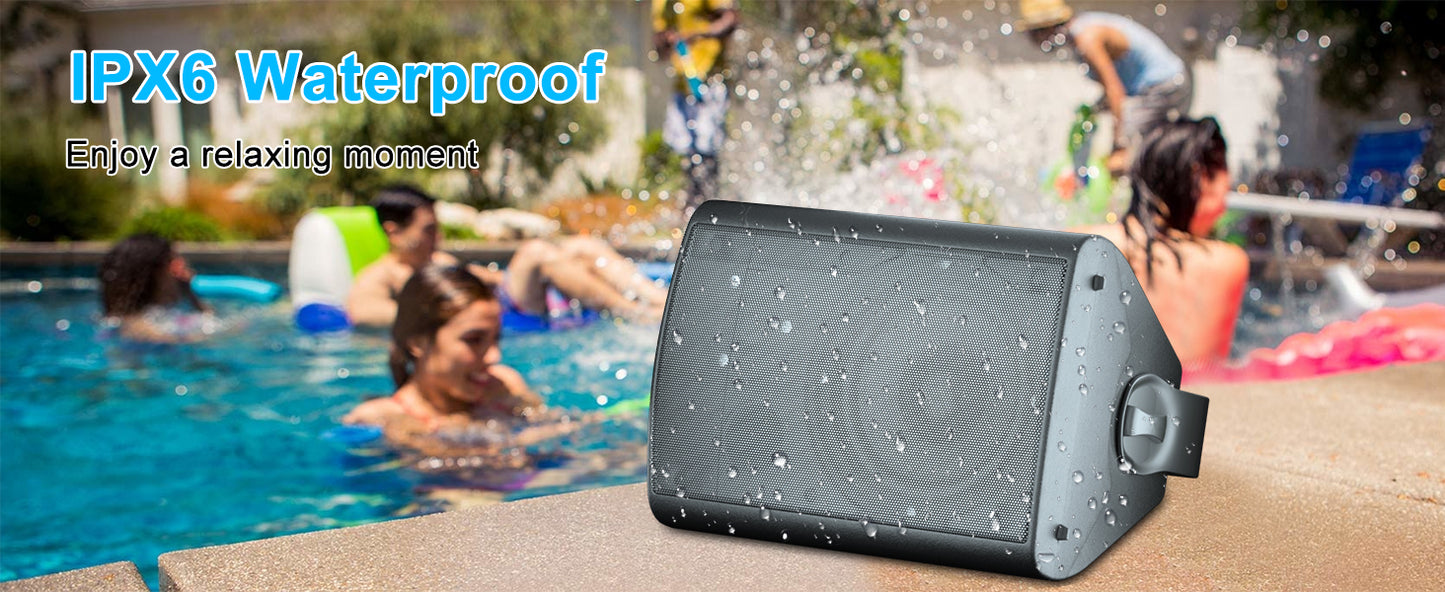 Herdio 4PCS 800W 6.5'' Outdoor Speakers Wired Waterproof Passive Wall Mount Speakers With Powerful Bass For Home Patio Poolside