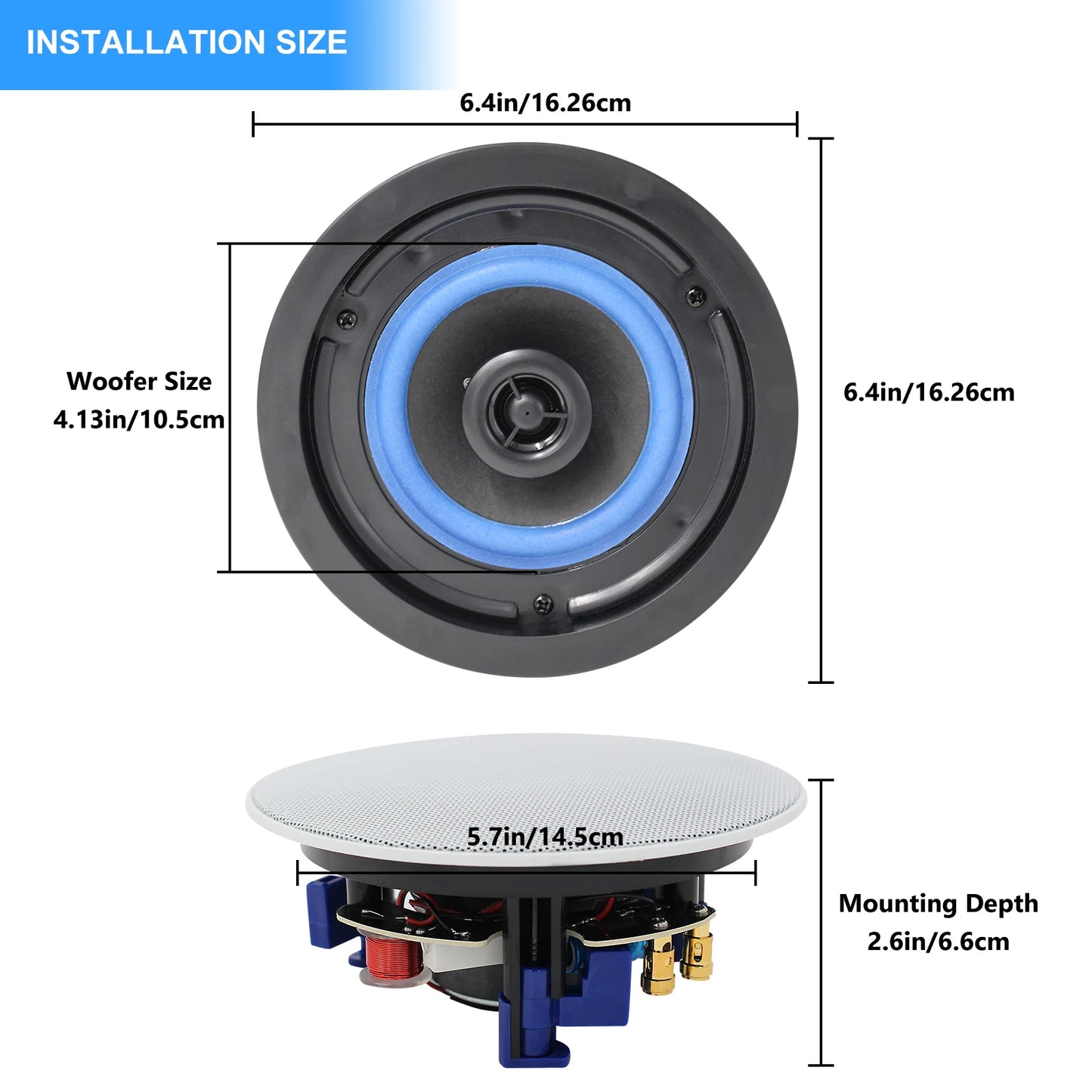 Herdio 4PCS 4'' 320W 2 Way Flush Mount Passive Ceiling Speakers Home Recessed Speaker System Perfect For Bathroom Living Room