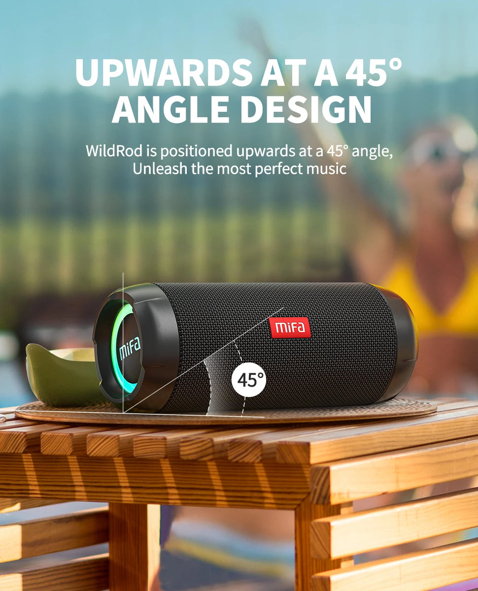 mifa WildRod Portable Bluetooth Speaker Wireless Outdoor camping Speaker, Bluetooth 5.3 Streaming,IP67 Waterproof and Dustproof
