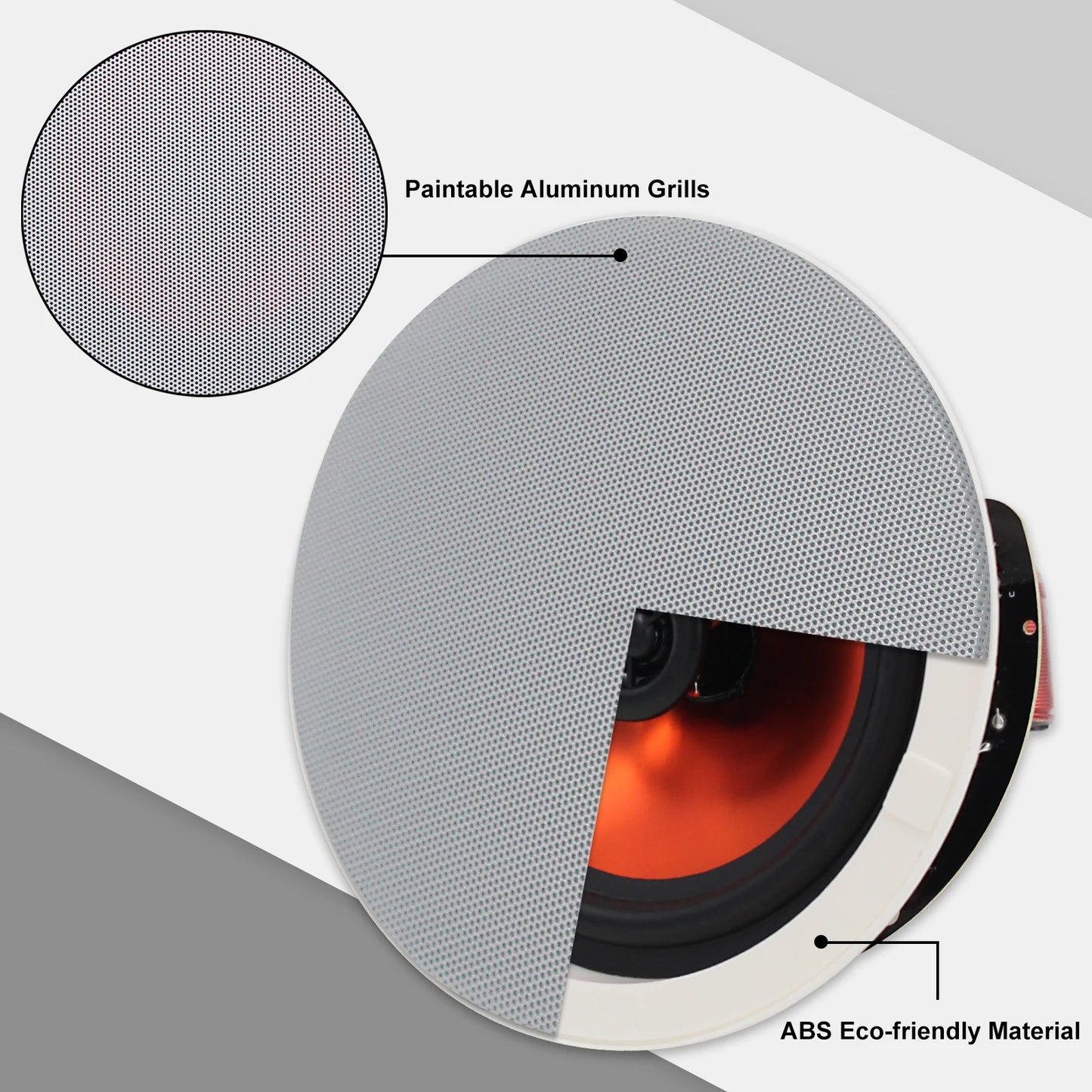 Herdio 6.5" 4 PCS Ceiling Speakers Home recessed Speaker System Max Power 600 Watts for Kitchen,Bedroom,Bathroom,Covered Patio