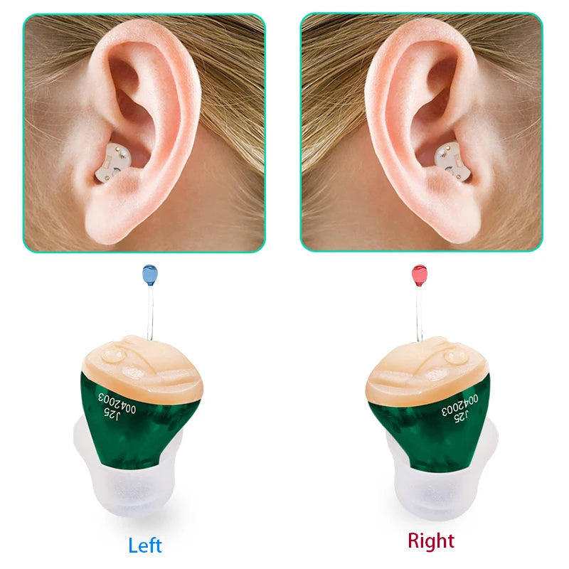 Portable Audifonos Best Hearing Aids J25 Mini Invisible Inner Ear Deaf Low Noise Volume Control Soft Ear Care Moderate to Severe