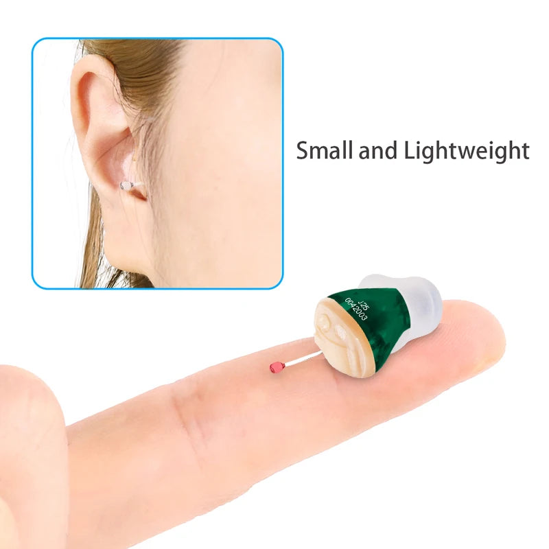 Portable Audifonos Best Hearing Aids J25 Mini Invisible Inner Ear Deaf Low Noise Volume Control Soft Ear Care Moderate to Severe