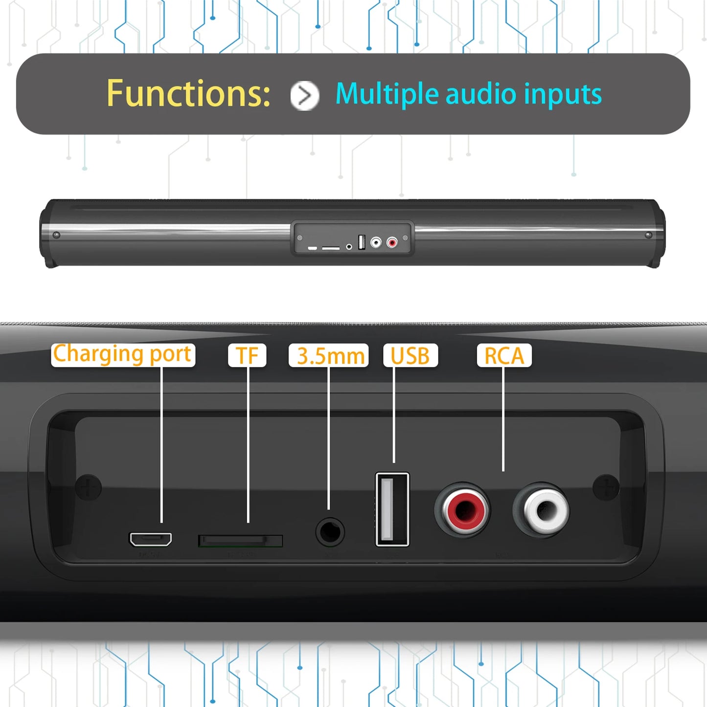 2024 Soundbar Sound Wireless Bluetooth Car Computer Speaker Stereo Tv Home Theater Sombar For 3.5mm Output PC