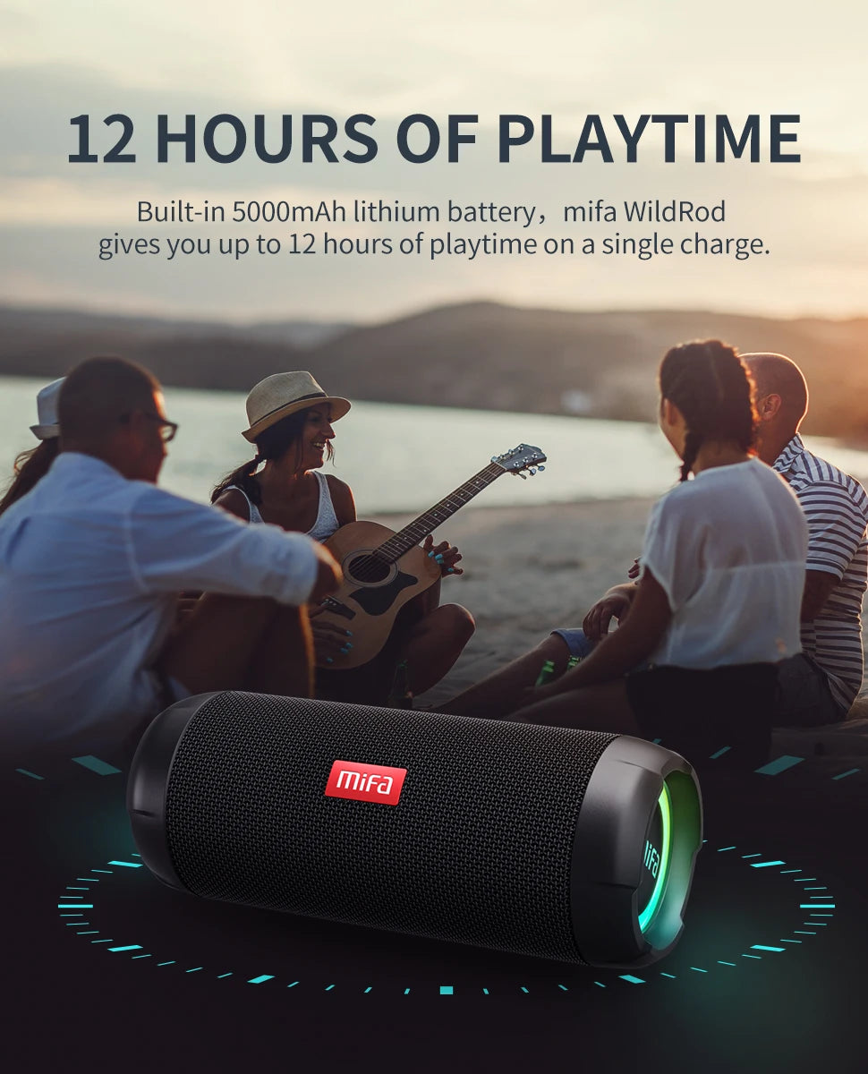 mifa WildRod Portable Bluetooth Speaker Wireless Outdoor camping Speaker, Bluetooth 5.3 Streaming,IP67 Waterproof and Dustproof