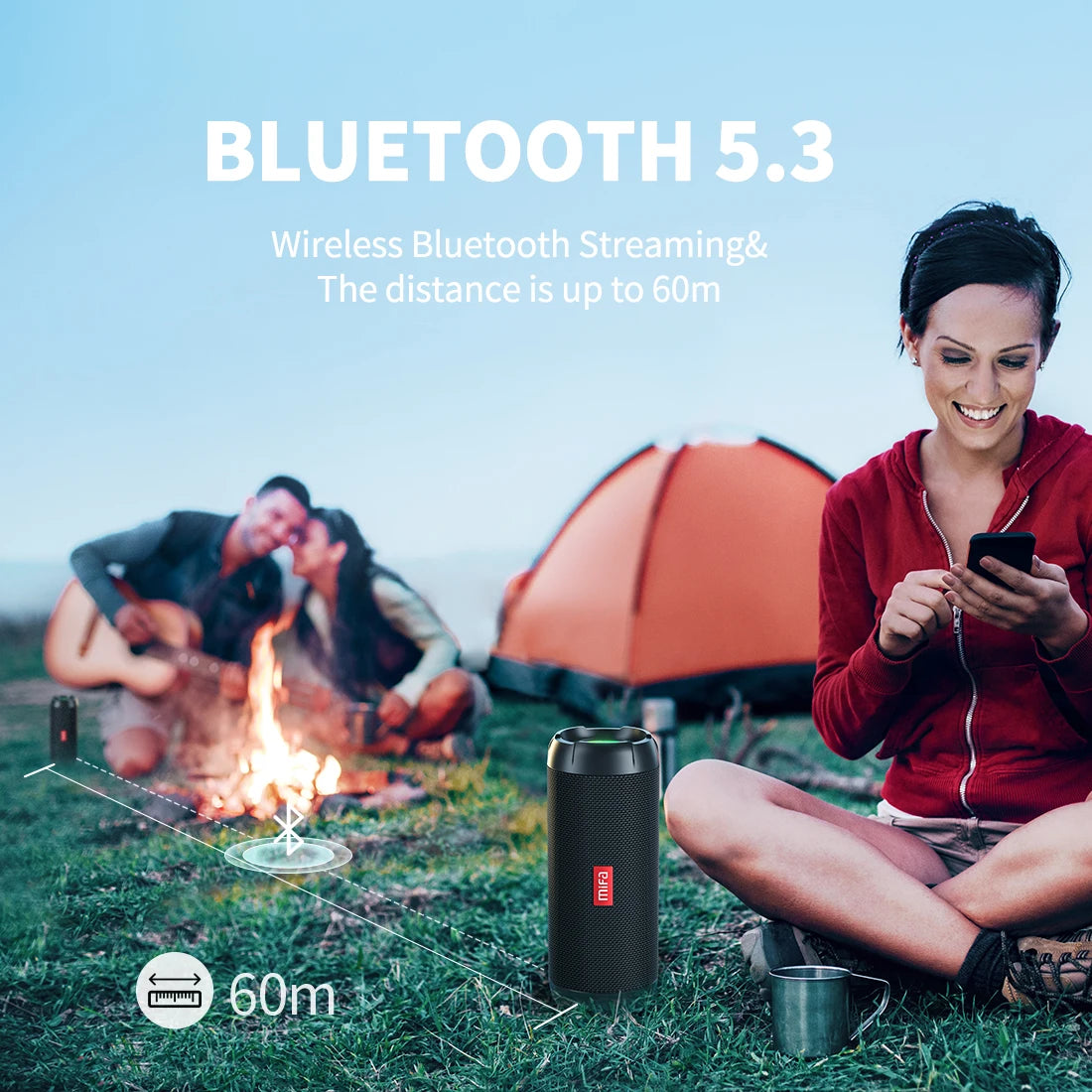 mifa WildRod Portable Bluetooth Speaker Wireless Outdoor camping Speaker, Bluetooth 5.3 Streaming,IP67 Waterproof and Dustproof