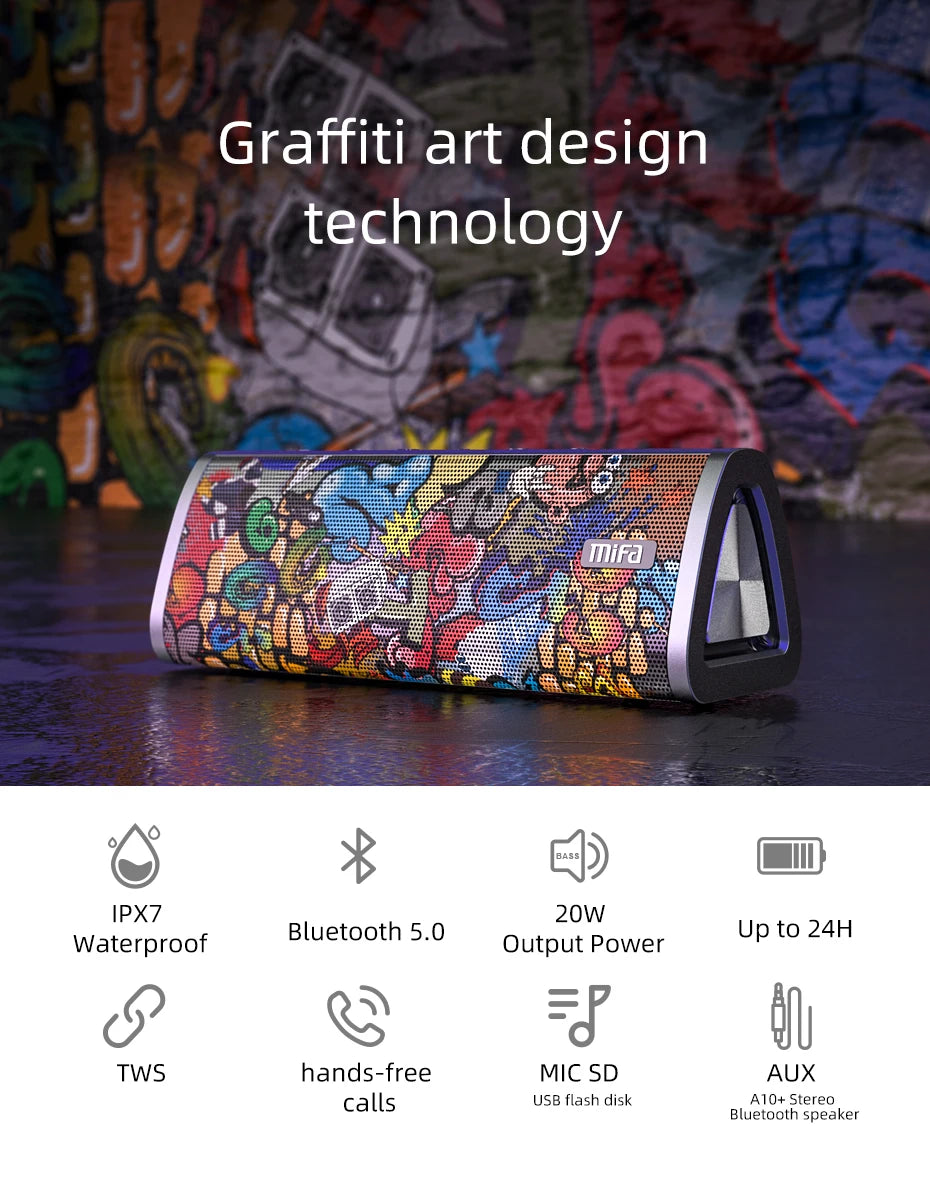 mifa A10+ Portable bluetooth speaker 360° Stereo Sound 20W IPX7 waterproof wireless bluetooth 5.0 speaker 24-Hour Play time