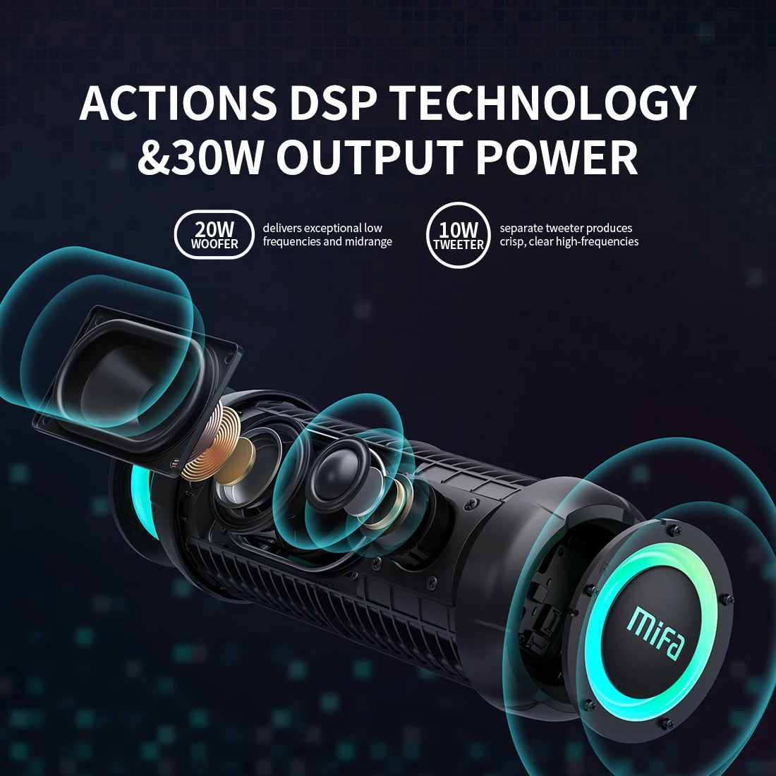 mifa WildRod Portable Bluetooth Speaker Wireless Outdoor camping Speaker, Bluetooth 5.3 Streaming,IP67 Waterproof and Dustproof