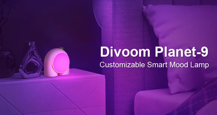 Divoom Planet-9 Decorative Mood Lamp with Programmable RGB LED Light Effects, Neon Light Atmosphere Bedside Lamp, Music Control
