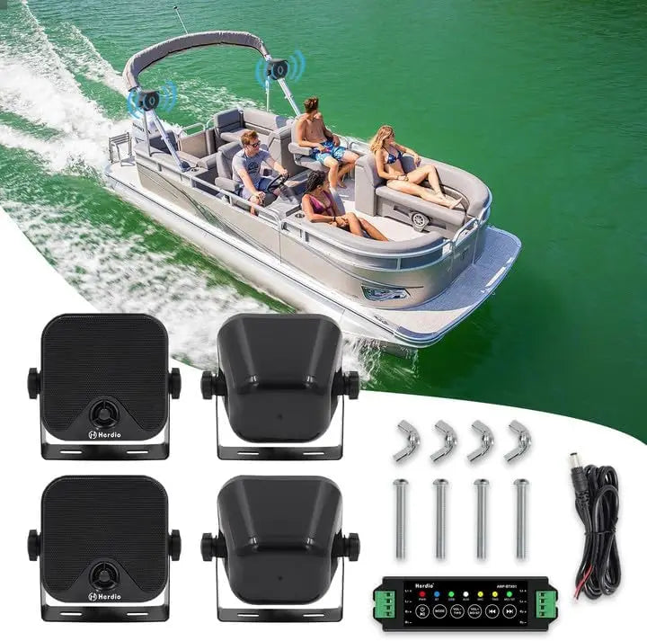Herdio 4'' 4PCS Bluetooth Golf Cart Speakers 240W Waterproof Marine Speakers For Outdoor Boat ATV UTV Jeep Courtyard Powersports