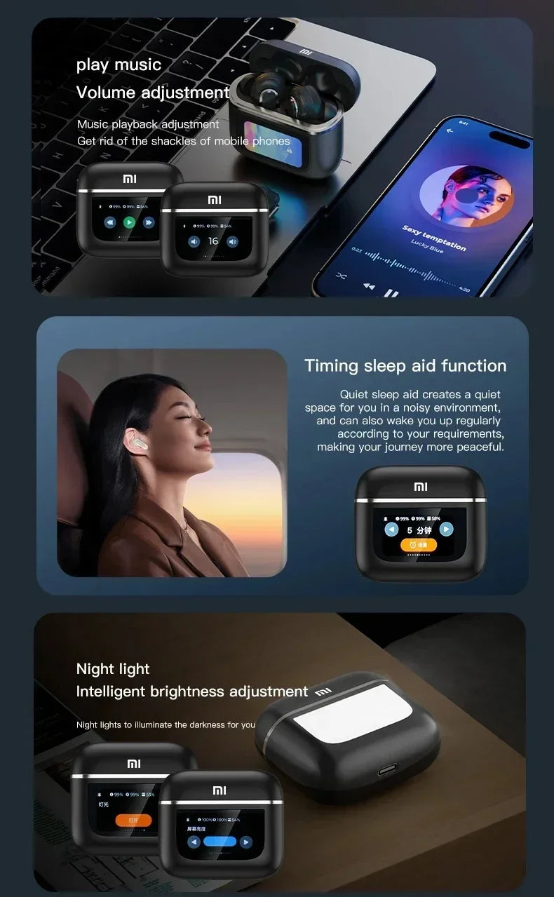 Xiaomi TWS V8 ANC+ENC wireless Bluetooth noise cancelling headphones with microphone, in ear touch screen headphones