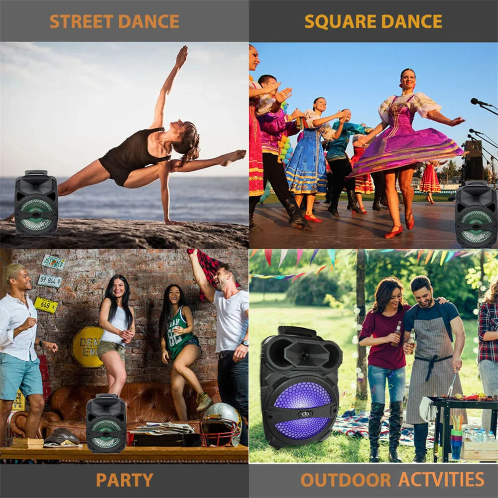 1000W Portable Wireless Bluetooth Speaker Big LED Light Stereo Tailgate FM Party Karaoke Subwoofer with MIc and Remote