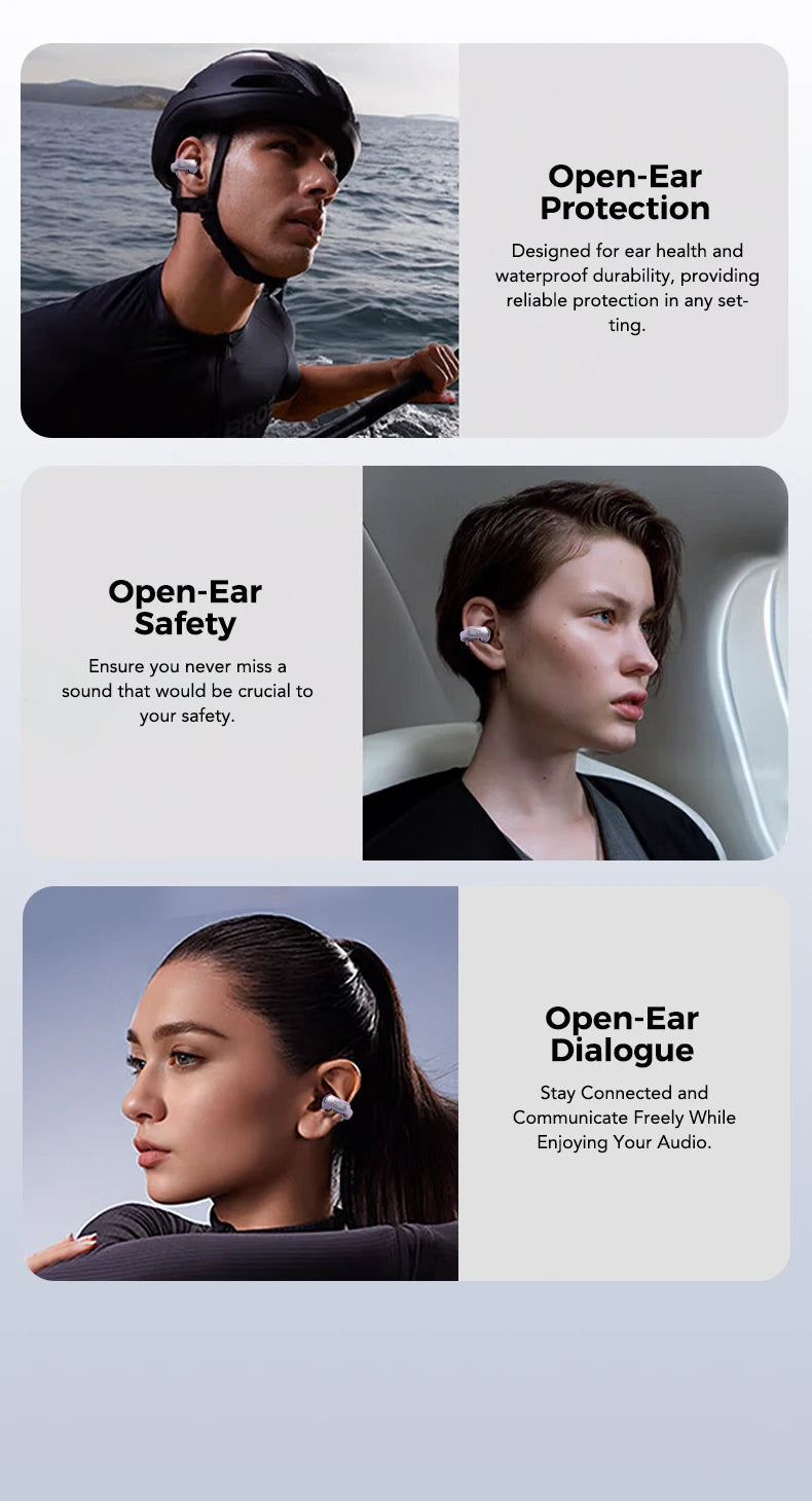 ERAZER XF28 Ear Clips AI Translator Earphones Bluetooth V6.0 Comfortable Stable Sports Wireless Headphones with LCD Display