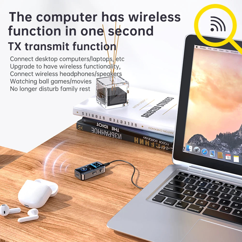 BT 5.4 Receiver Transmitter Wireless Audio 3.5mm Jack Aux Adapter with LED Display BT Adapter for TV/Car/PC/Home Stereo/Speakers