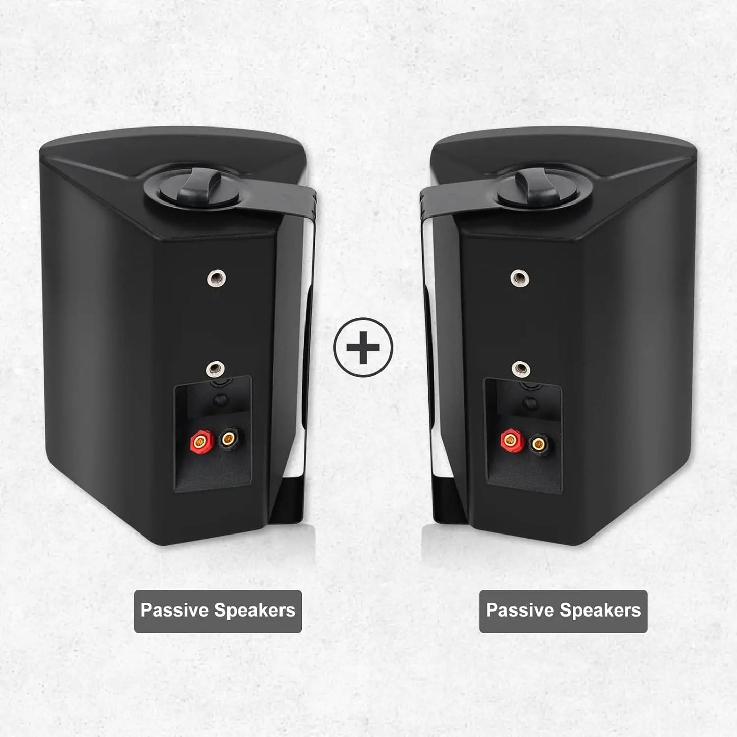 Herdio 5.25'' 300W 2PCS Passive Wired Indoor Outdoor Speakers Patio Deck Speakers All Weather Wall Mount System For Garden Home