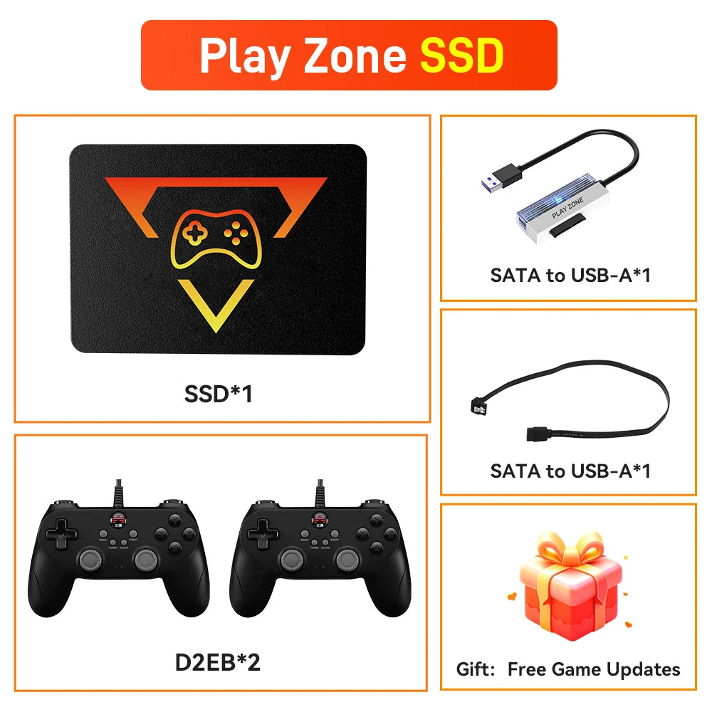 Portable Retro Game SSD PlayZone 1TB Launchbox/Playnite/Retrobat Emulator Game HDD For PS5/Xbox/Switch/PS4/PS3 With 16000+ Games