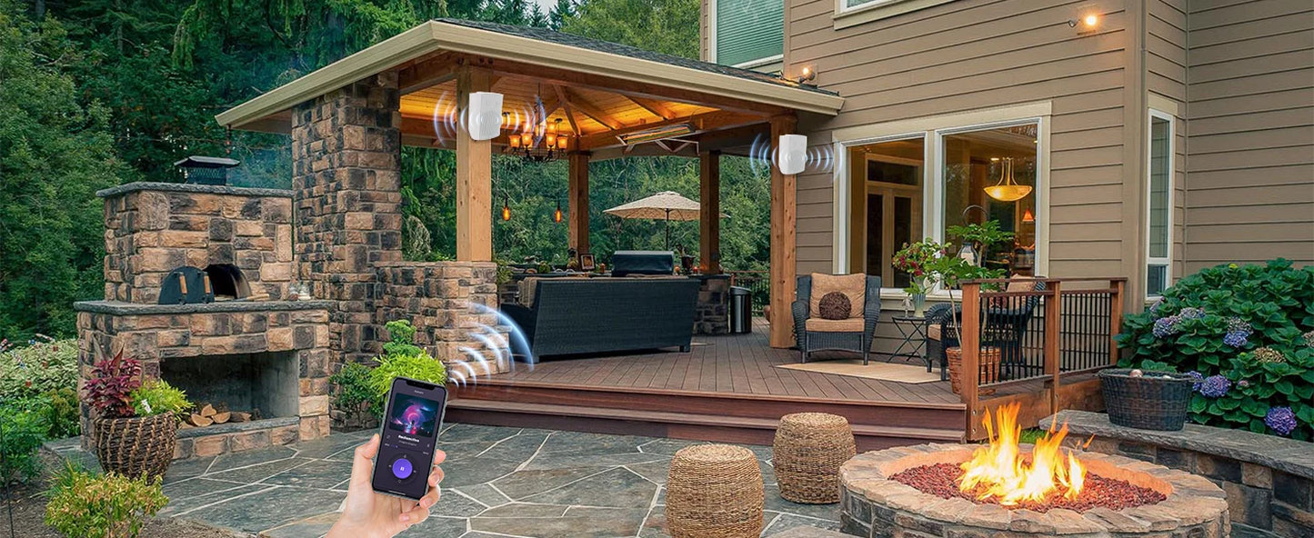 Herdio 5.25'' 300W 2PCS Passive Wired Indoor Outdoor Speakers Patio Deck Speakers All Weather Wall Mount System For Garden Home