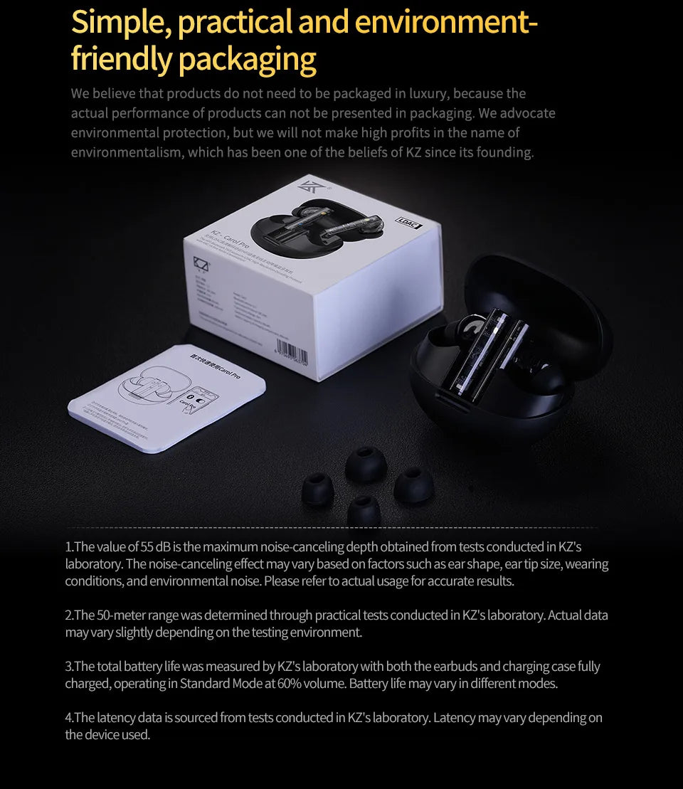 KZ Carol Pro In Ear TWS Bluetooth Earbuds with Active Noise Reduction and 6 Mics for True Wireless Waterproof Earplugs LDAC SBC