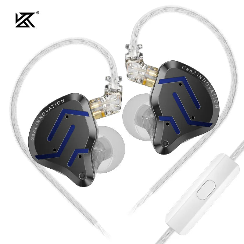 KZ-ZSN Pro 2 In Ear Metal Earphones, HiFi Bass Headphone, Monitor Earbuds, Esporte Headset Cancelamento de Ruído, 1BA + 1DD Tecn