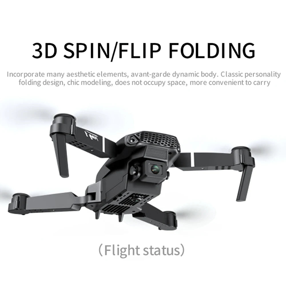 E88 Pro RC Drone WiFi FPV Height Hold Foldable Obstacle Avoidance 4K Wide-Angle HD Camera Quadrotor Helicopter Children's Toys