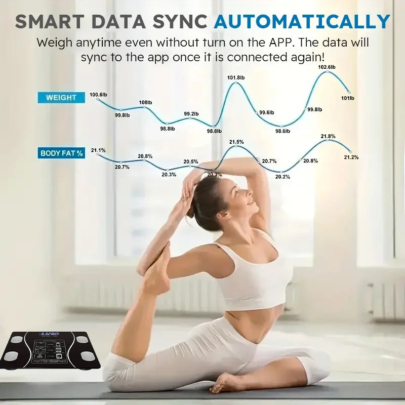 Intelligent Bathroom Scale, Digital Body Scale, With Backlit LED Display Screen And Sturdy Tempered Glass Suitable for home use