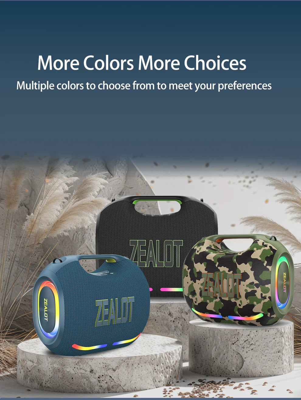 ZEALOT ZE01 120W Wireless Speaker With Carry Handle, TWS Dual Pairing, Fast Charging, 24000mAh Power bank, EQ Mode, RGB Light.