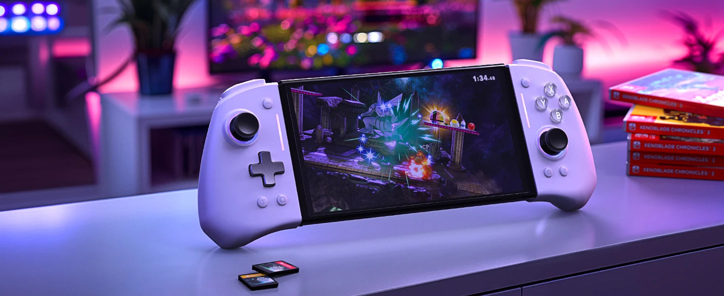 NYXI Hyperion Pro Hall Joystick Wireless Game Controller White Gamepad with RGB Lights for Nintendo Switch PC Controller