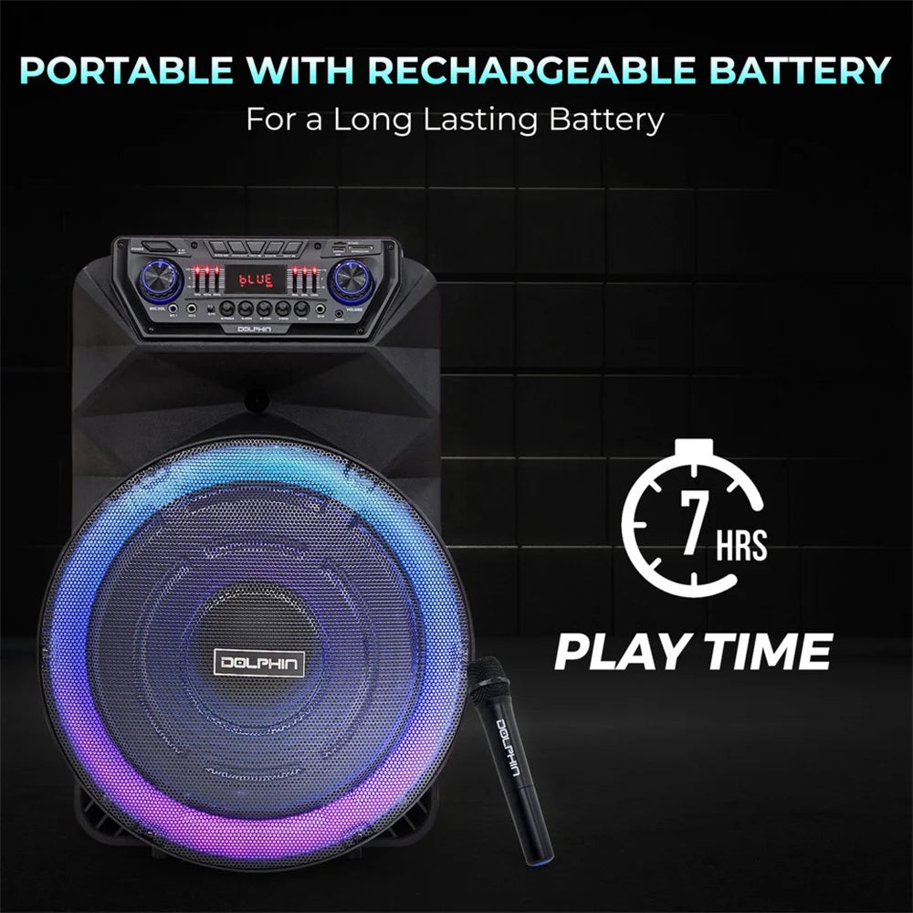 4500W Portable Bluetooth Party Speaker 18" Subwoofer Heavy Bass Sound System Dj Karaoke Led Light Loud Rechargeable Speaker