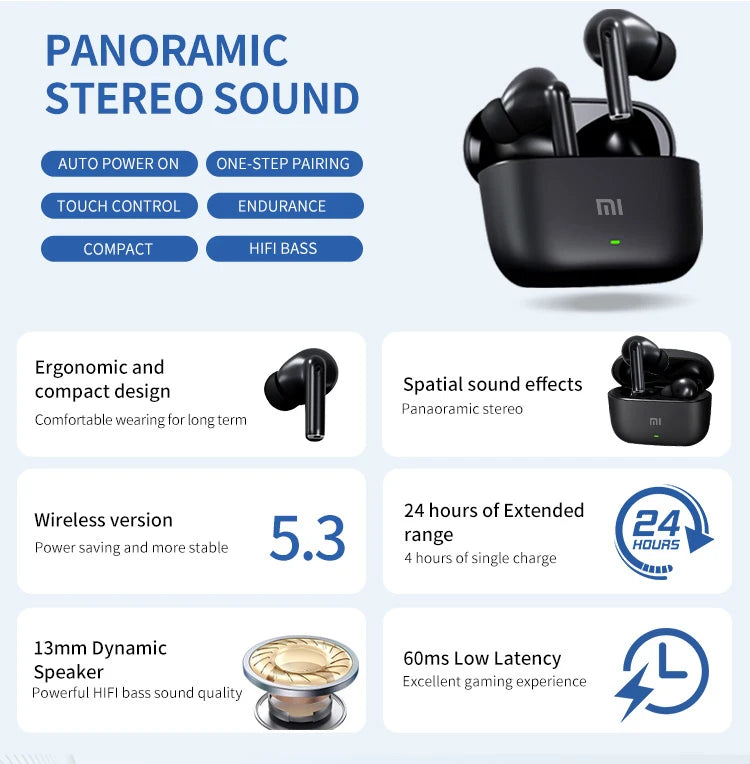 Original Redmi True Wireless Bluetooth Headset In-Ear Extra Bass Earbud HiFI Stereo Game Sport Earphone Headphones with Mic