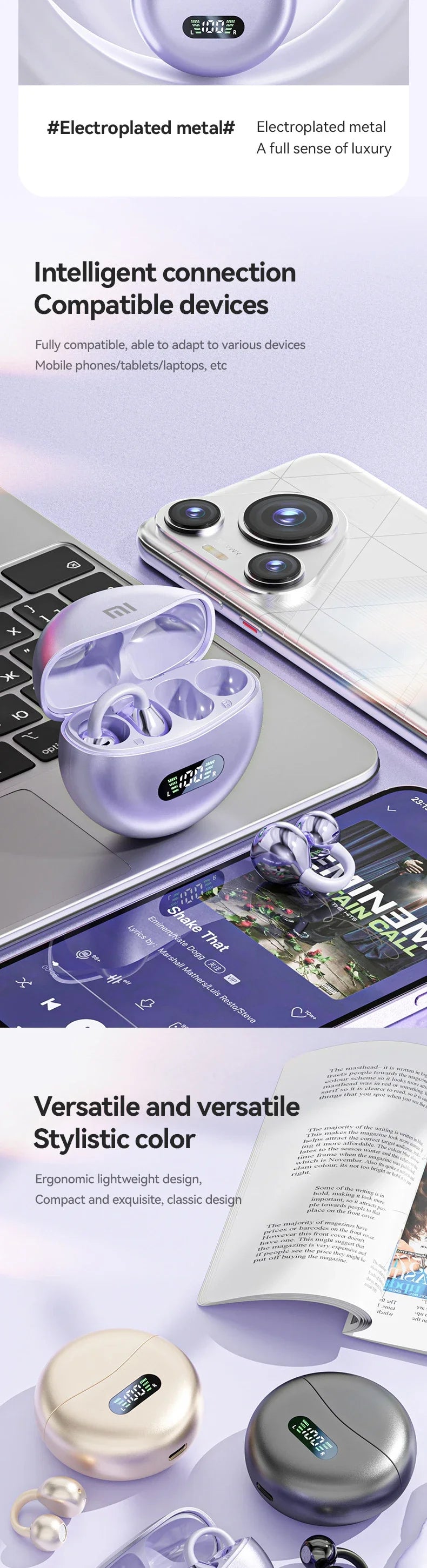 Original Redmi Open Ear Clip Earbuds ENC Wireless Bluetooth5.4 Headphone Noise Cancelling Earphone With Mic For Android iOS