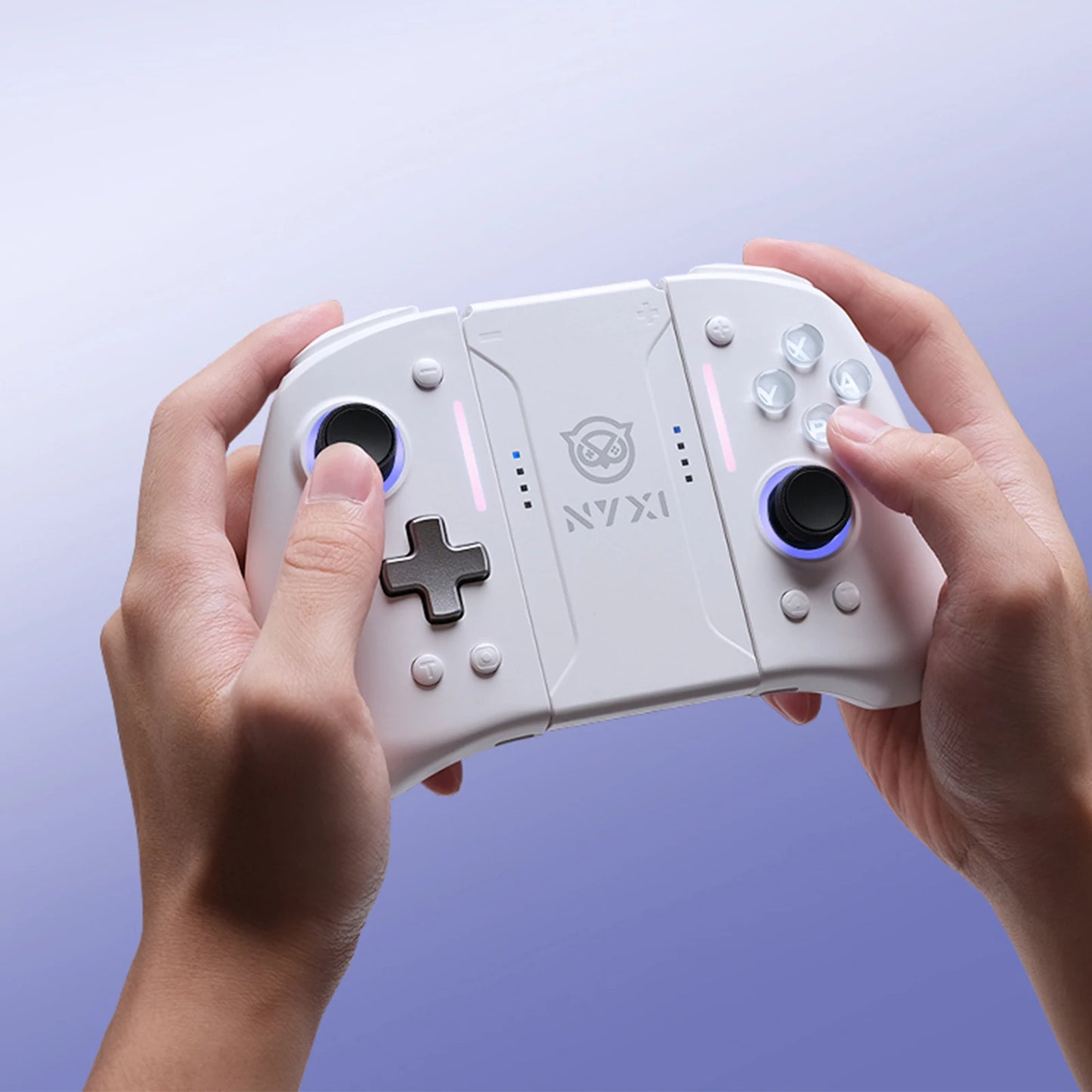 NYXI Hyperion Pro Hall Joystick Wireless Game Controller White Gamepad with RGB Lights for Nintendo Switch PC Controller