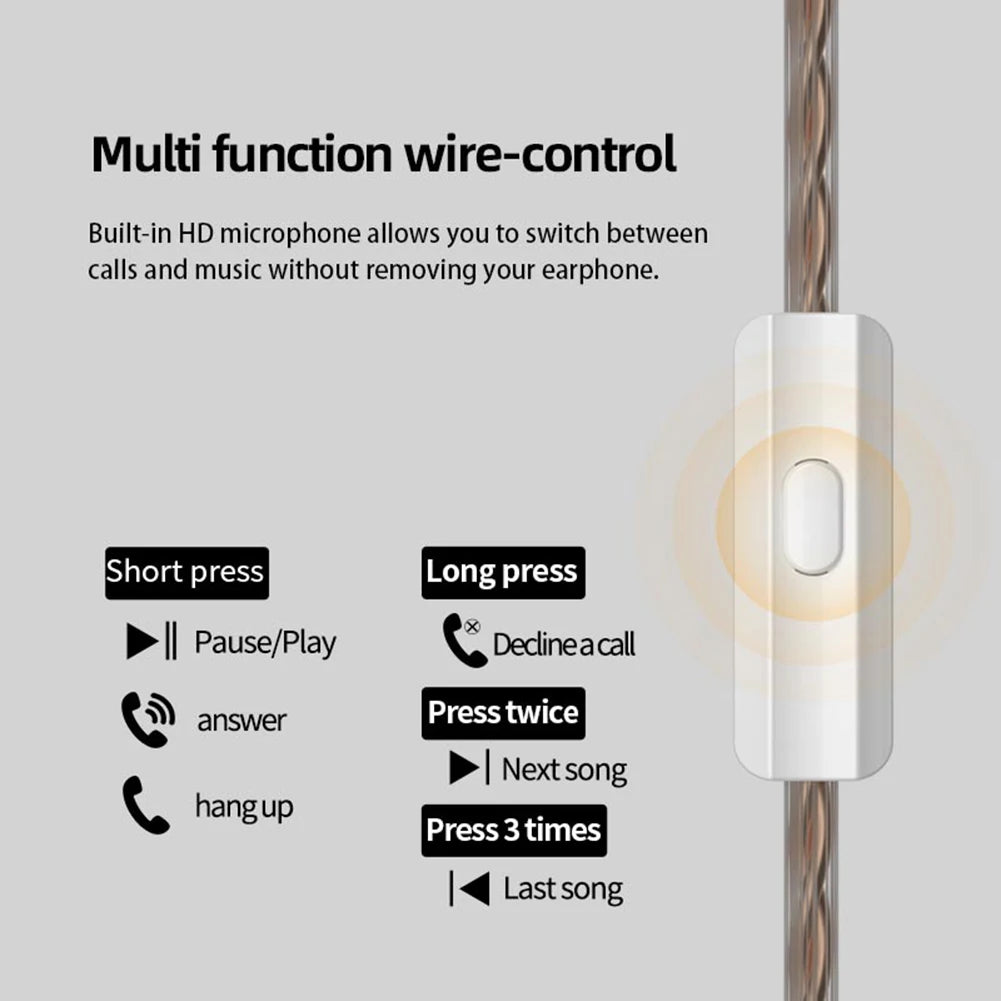 KZ-DQS In Ear Wired Earphones 3.5mm Plug Professional Wired Headphones Noise Cancelling Bass Earbuds for Sports Game Music