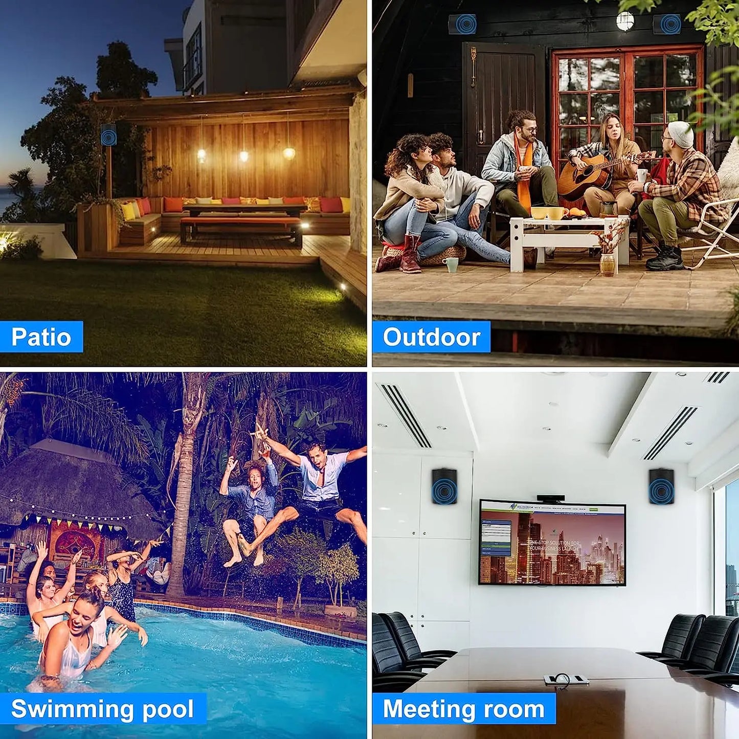 Herdio 5.25'' 300W 2PCS Passive Wired Indoor Outdoor Speakers Patio Deck Speakers All Weather Wall Mount System For Garden Home