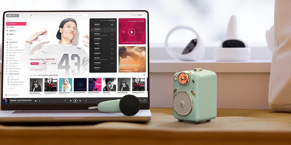 Divoom Fairy-OK Retro Mini Karaoke Speaker with Microphone Karaoke Function with Voice Change, FM Radio, TF Card
