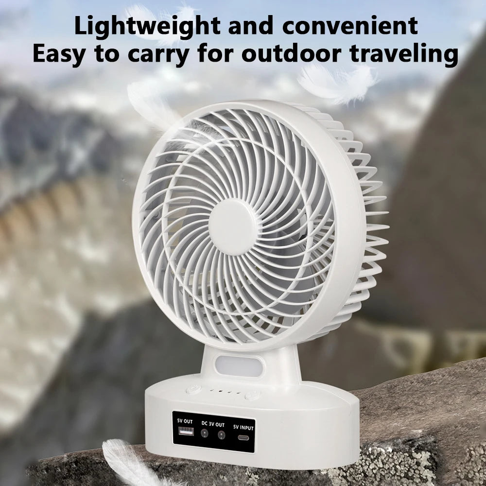 New Rechargeable Fan with 6V 3.5W Solar Panel, USB port,LED light and 2 Free Bulbs 3 Wind Speeds Outdoor Portable Camping Fan