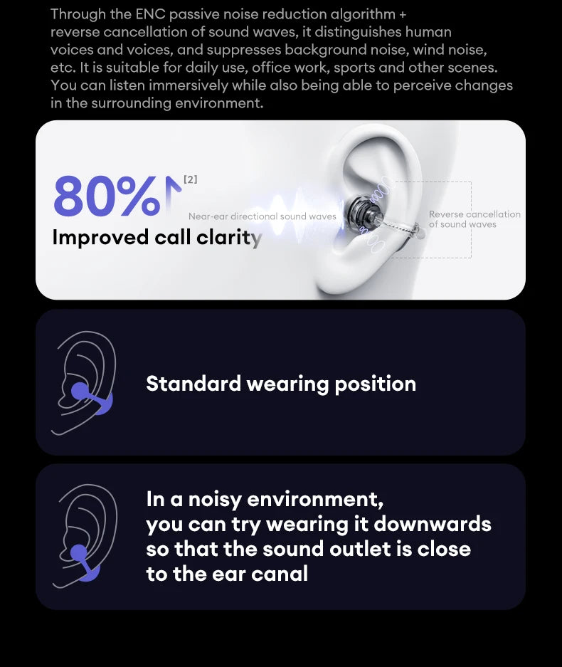 Original Lenovo LE302 Bluetooth Earphones HiFi Sound Ear Clip Earbuds Sports Music Long Battery Life Wireless Headphones Choice